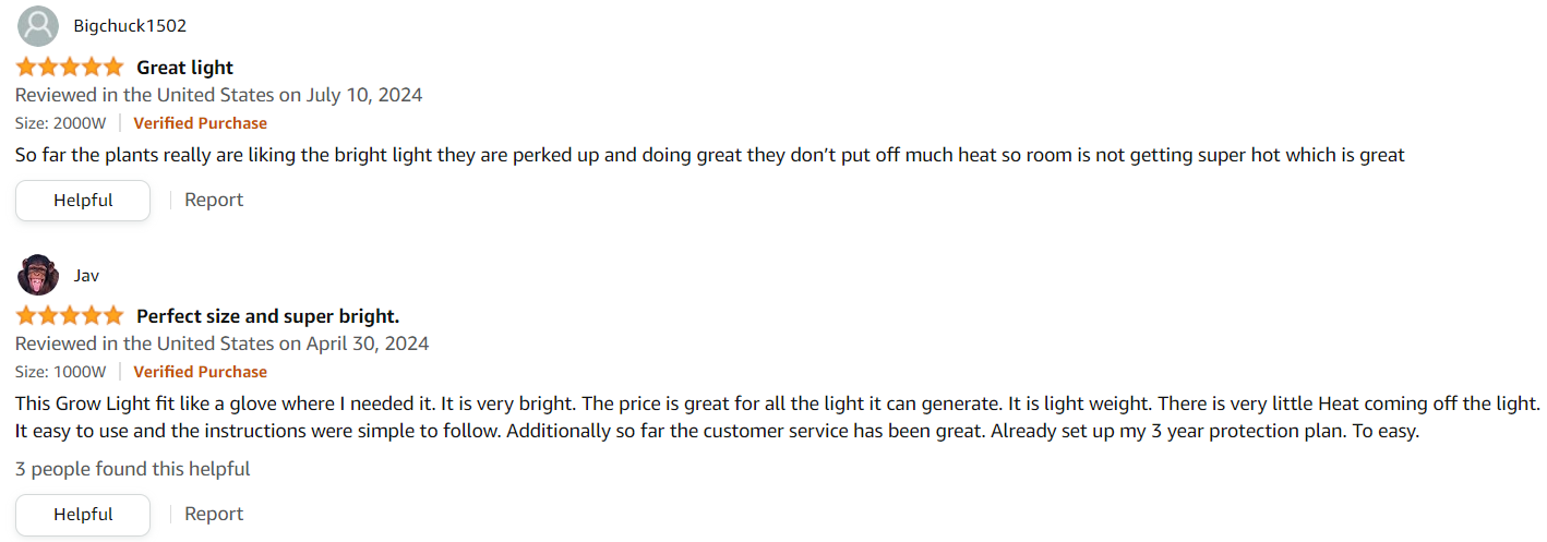 BESTVA 2024 Newest Upgrade 1000W Led Grow Light amazon reviews