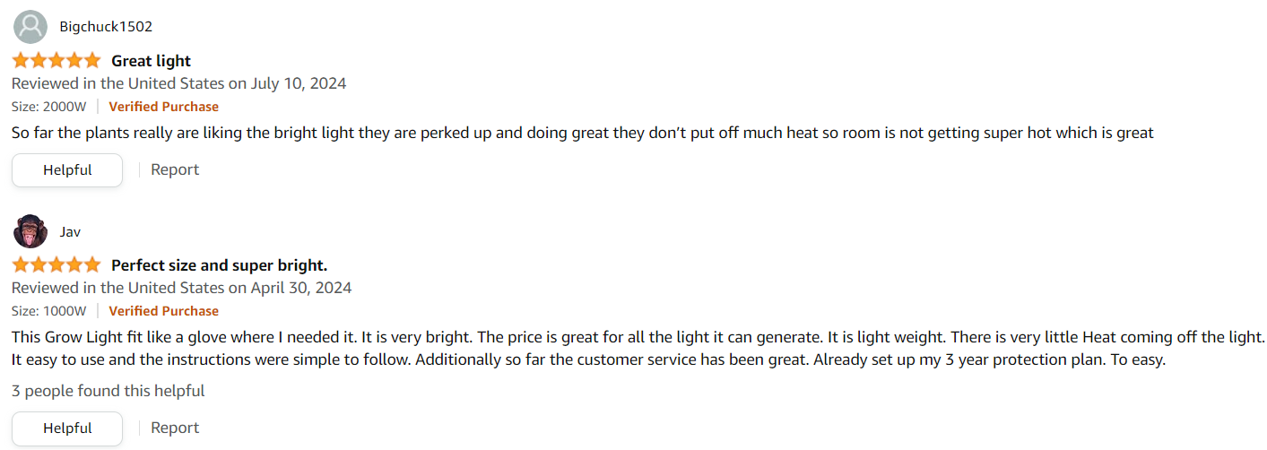 BESTVA 2024 Newest Upgrade 2000W Led Grow Light amazon reviews