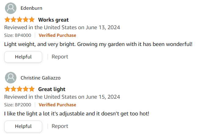 BESTVA 2024 Upgraded BP2000 LED Grow Light amazon reviews